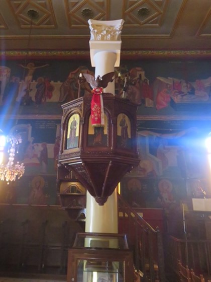 Pulpit at Holy Cathedral of the Assumption of Virgin Mary, Kalavryta