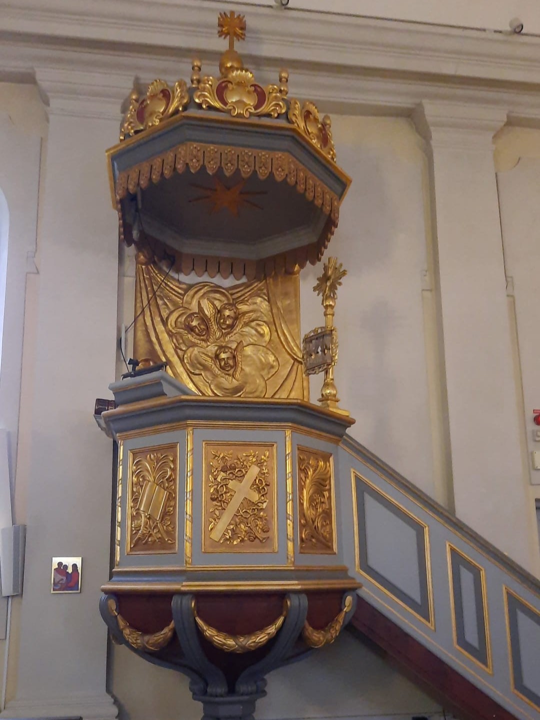 Pulpit at Mjolby kyrka, Mjolby