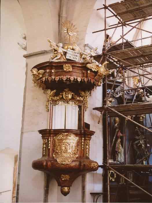 Pulpit at Kostel Nanebevzeti Panny Marie, Jihlava