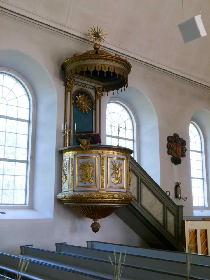 Preekstoel in Roks kyrka, Odeshog