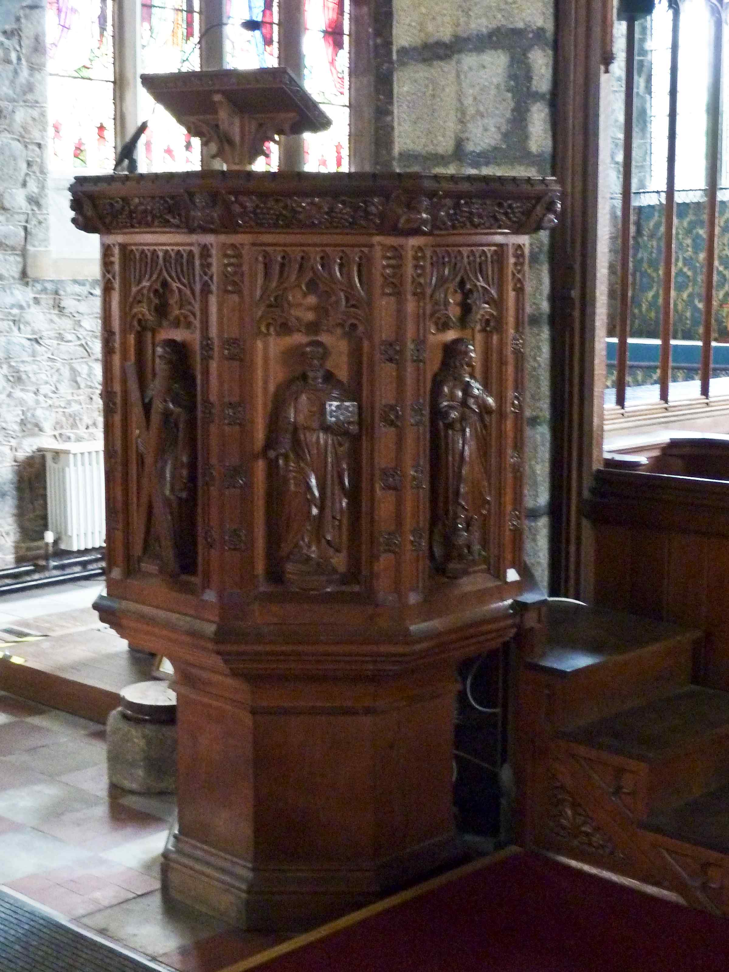 Pulpit at Parish church of St Andrew, Ashburton