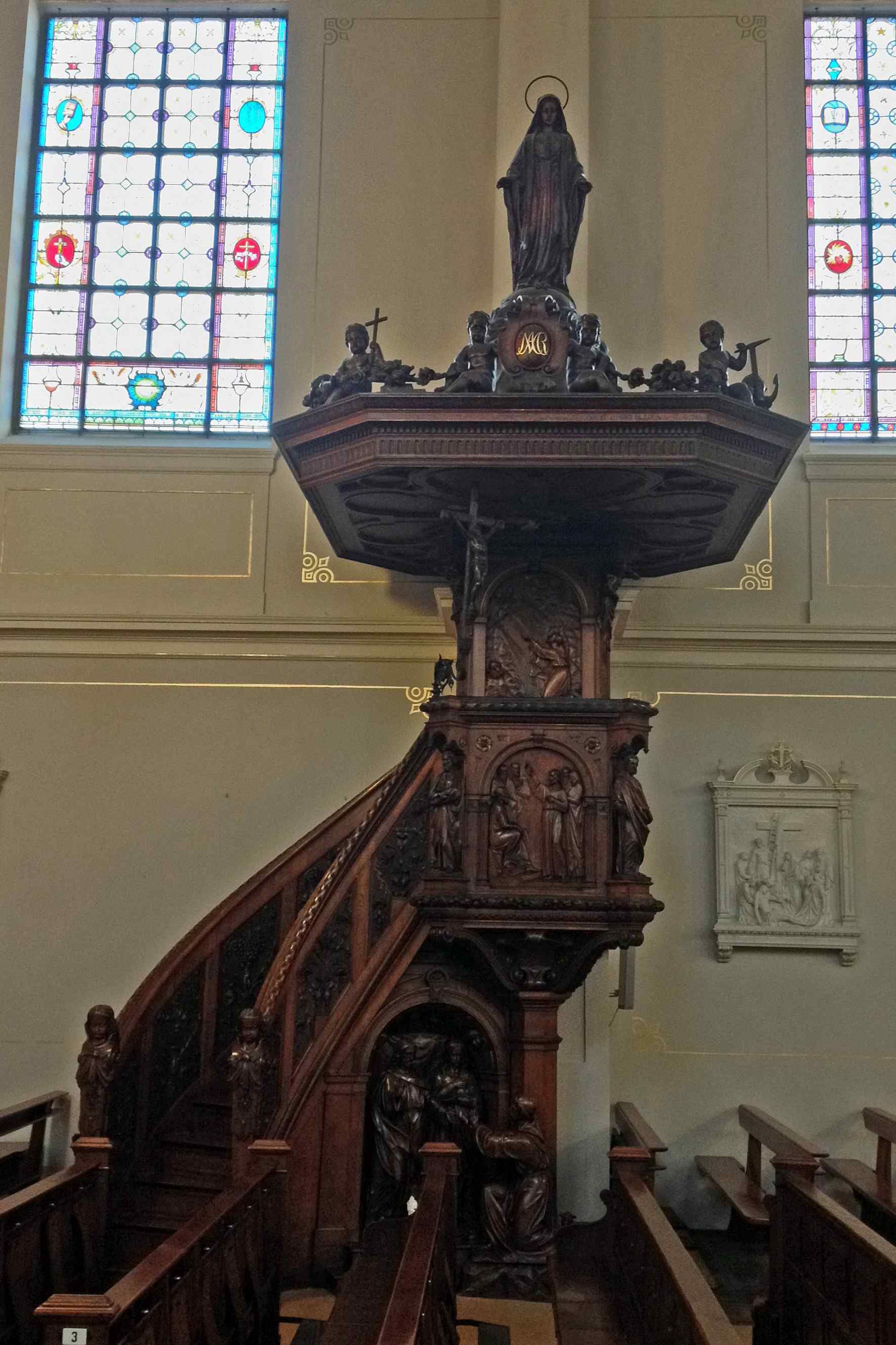 Preekstoel in Koeliekerk of Hartebrugkerk, Leiden