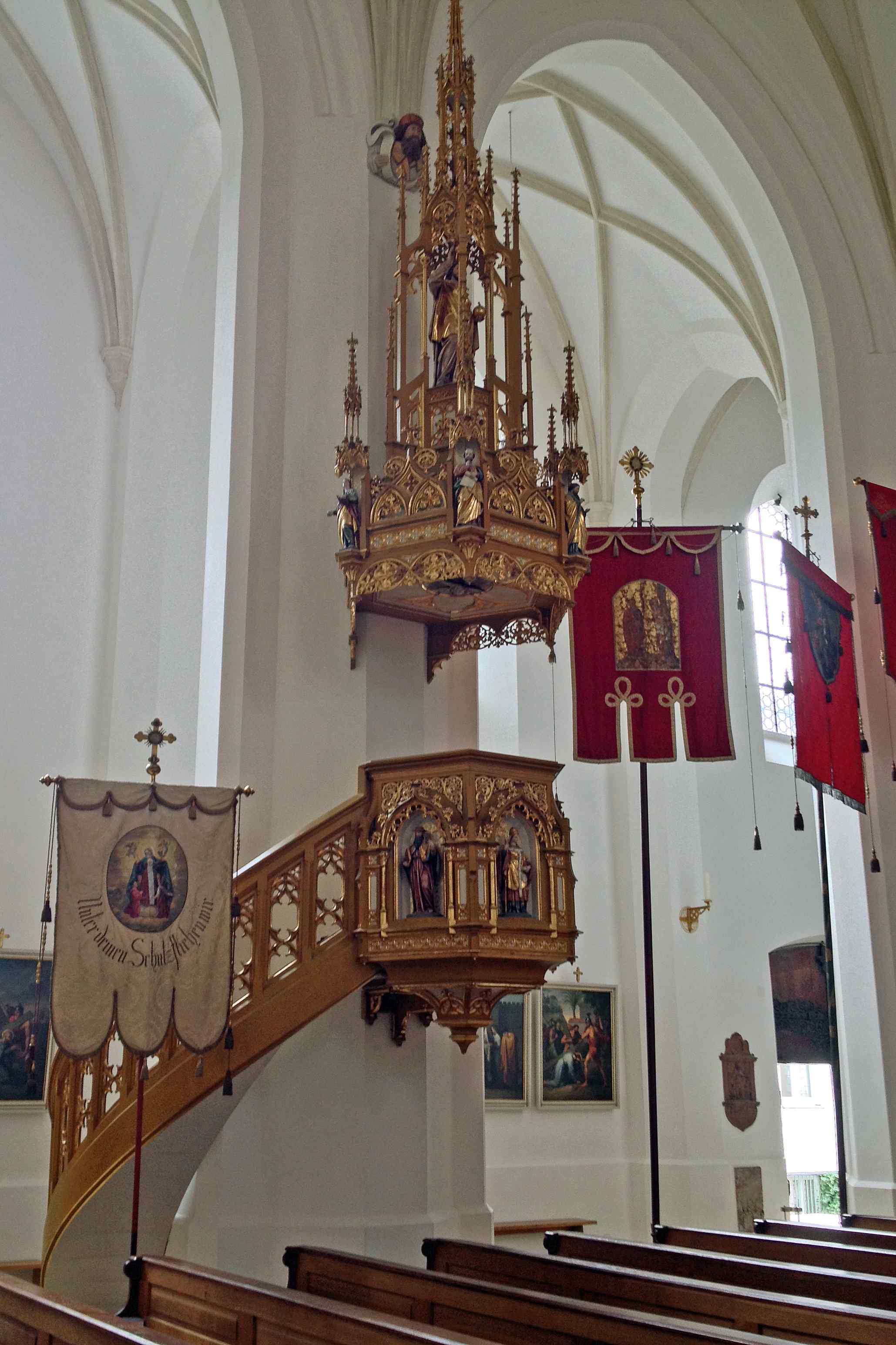 Pulpit at Stadtpfarrkirche Maria Himmelfahrt, Bad Tolz