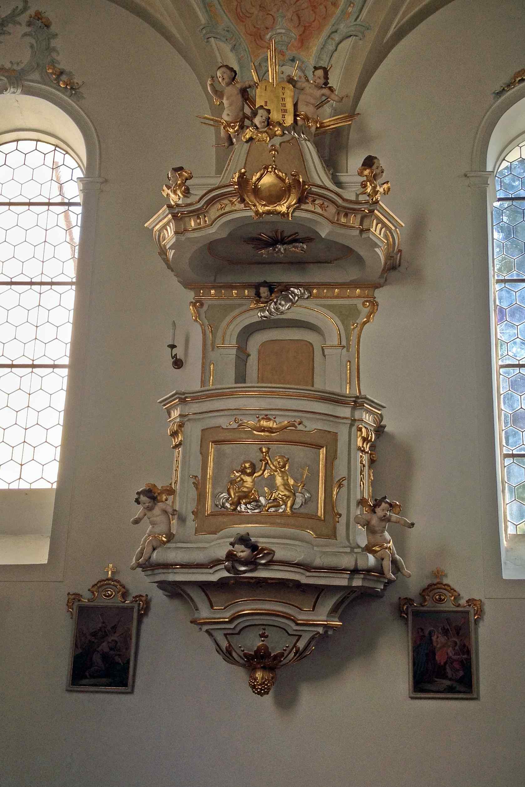 Preekstoel in Kirche St Polten, Weilheim in Oberbayern