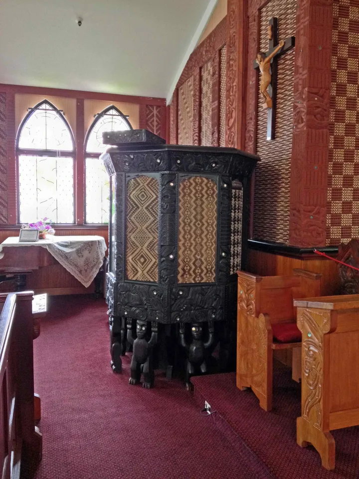 Pulpit at St Faiths, Ohinemutu