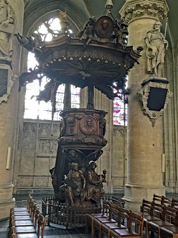 Pulpit at Onze Lieve Vrouw over de Dijlekerk, Mechelen